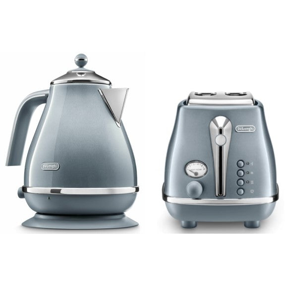 DELONGHI ICONA METALLICS KETTLE AND 2 SLICE TOASTER BUNDLE