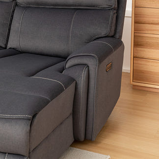 DYNASTY DYNASTY CHARCOAL - VELOUR SUEDE - CORNER WITH RHF CHAISE