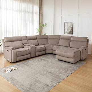 DYNASTY DYNASTY LATTE - VELOUR SUEDE - CORNER WITH RHF CHAISE
