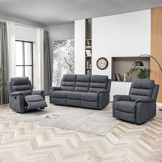 EDISON EDISON CHARCOAL - MIST SUEDE - 3 PCE LOUNGE SUITE 3RR+R+R