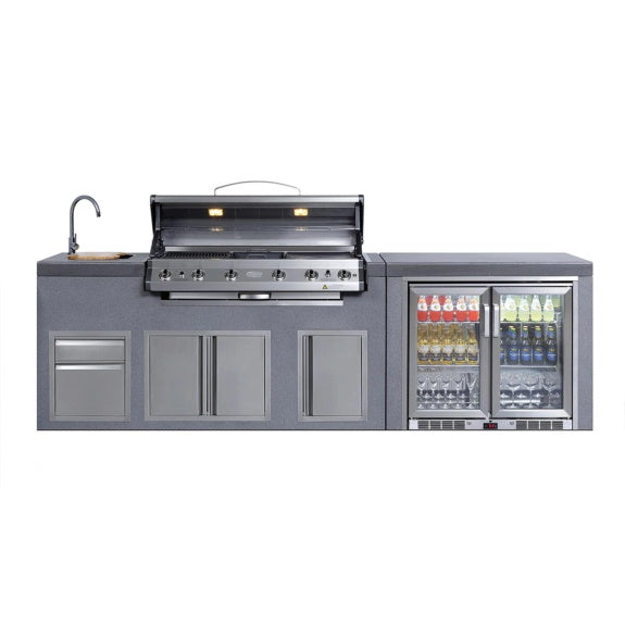 EVERDURE NEO BRIGHTON 6 BURNER BBQ ISLAND MODULE BEV COOLER NAT GAS