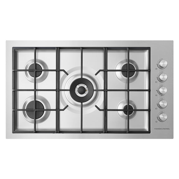 FISHERPAYKEL GAS COOKTOP BRUSHED STAINLESS STEEL 90CM