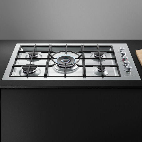 FISHERPAYKEL GAS COOKTOP BRUSHED STAINLESS STEEL 90CM
