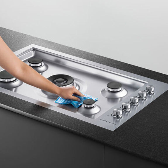 FISHERPAYKEL GAS COOKTOP BRUSHED STAINLESS STEEL 90CM