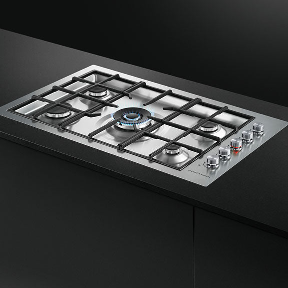 FISHERPAYKEL GAS COOKTOP BRUSHED STAINLESS STEEL 90CM