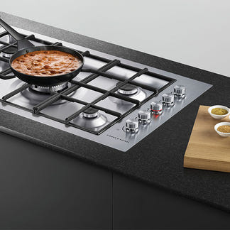 FISHERPAYKEL GAS COOKTOP BRUSHED STAINLESS STEEL 90CM