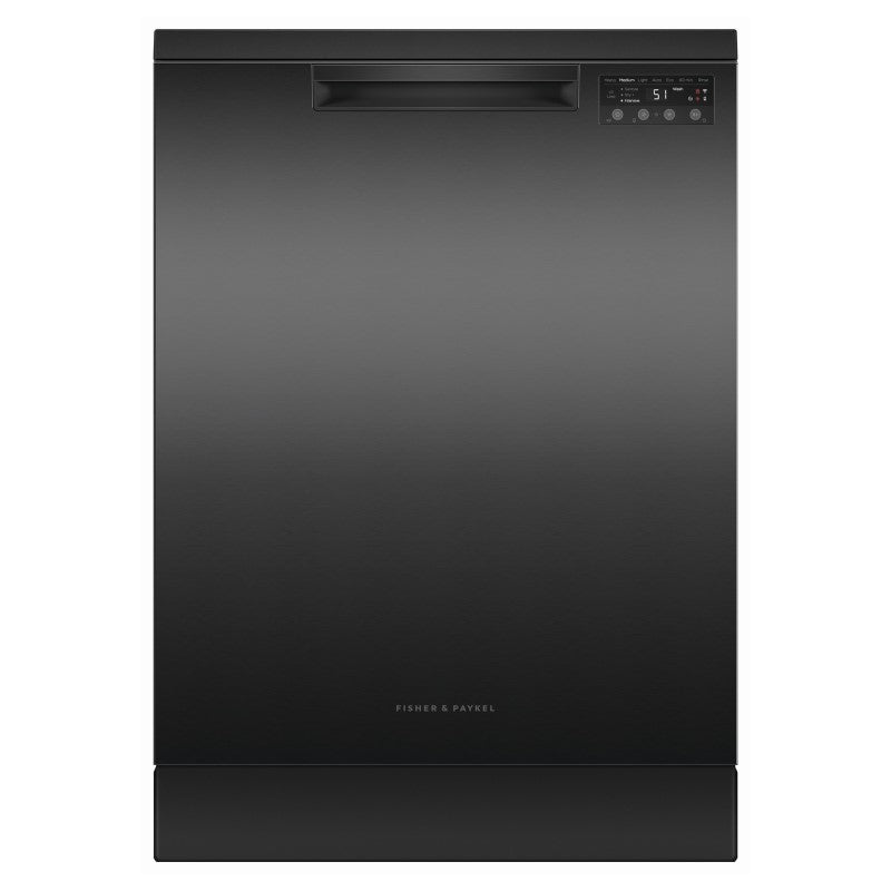 FISHERPAYKEL FREESTANDING DISHWASHER SANITISE BLACK STAINLESS STEEL