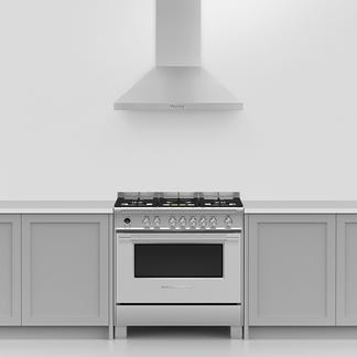 FISHERPAYKEL CANOPY WALL RANGEHOOD STAINLESS STEEL 90CM