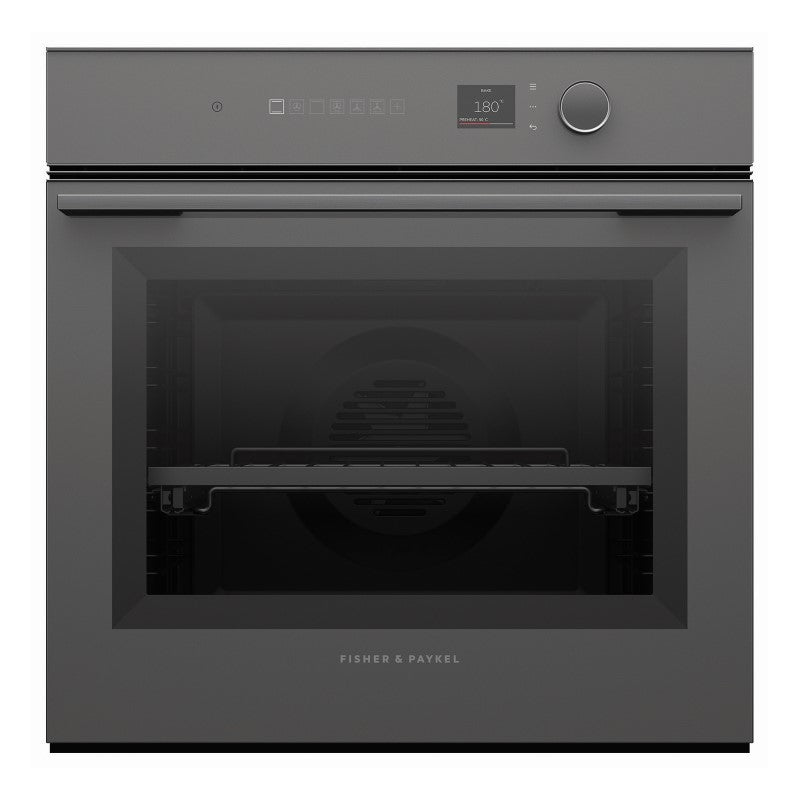 FISHERPAYKEL SINGLE OVEN PYRO 16 FUNC SMART HQ MINIMAL GREY 60cm