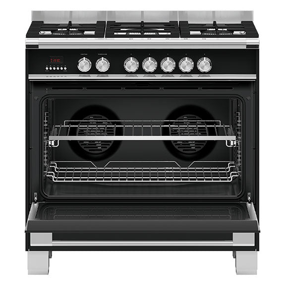 FISHERPAYKEL DUAL FUEL FREESTANDING COOKER BLACK 90CM