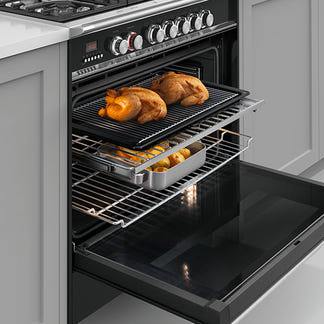 FISHERPAYKEL DUAL FUEL FREESTANDING COOKER BLACK 90CM