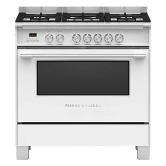 FISHERPAYKEL DUAL FUEL FREESTANDING COOKER WHITE 90CM