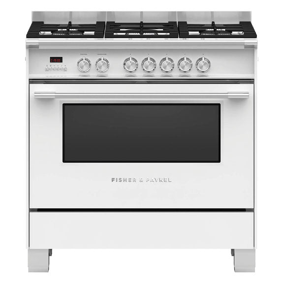 FISHERPAYKEL DUAL FUEL FREESTANDING COOKER WHITE 90CM