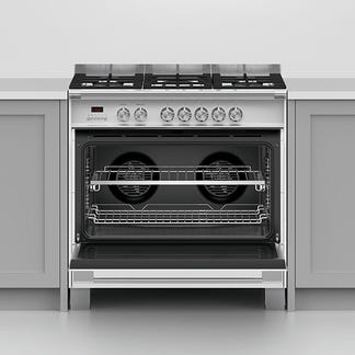 FISHERPAYKEL DUAL FUEL FREESTANDING COOKER WHITE 90CM