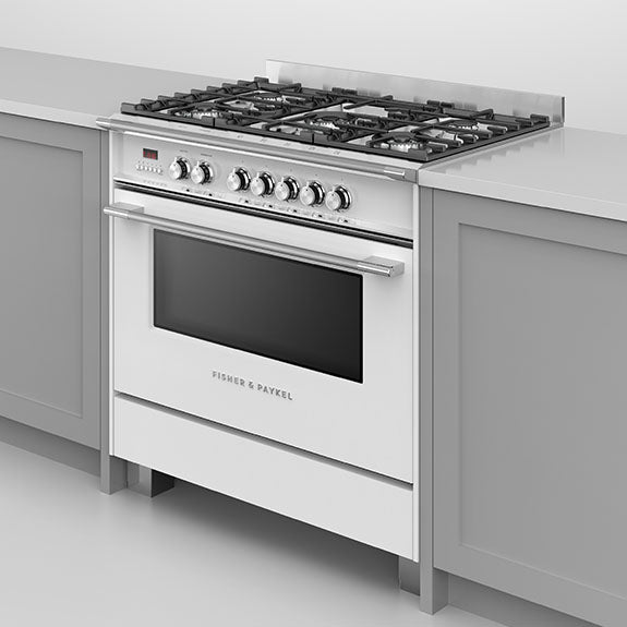 FISHERPAYKEL DUAL FUEL FREESTANDING COOKER WHITE 90CM