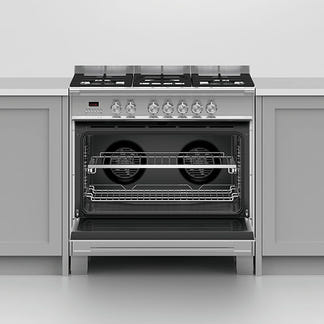 FISHERPAYKEL DUAL FUEL FREESTANDING COOKER STAINLESS STEEL 90CM