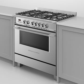 FISHERPAYKEL DUAL FUEL FREESTANDING COOKER STAINLESS STEEL 90CM