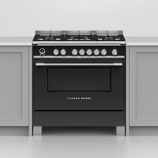 FISHERPAYKEL DUAL FUEL FREESTANDING COOKER  BLACK 90CM