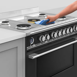 FISHERPAYKEL DUAL FUEL FREESTANDING COOKER  BLACK 90CM