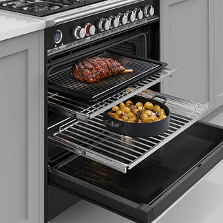FISHERPAYKEL DUAL FUEL FREESTANDING COOKER  BLACK 90CM