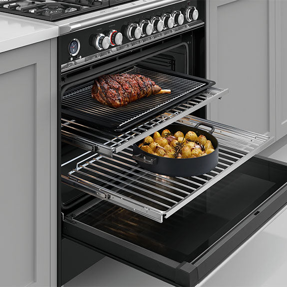 FISHERPAYKEL DUAL FUEL FREESTANDING COOKER  BLACK 90CM
