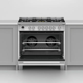 FISHERPAYKEL DUAL FUEL FREESTANDING COOKER WHITE 90CM