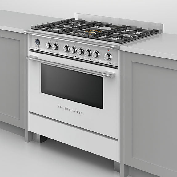 FISHERPAYKEL DUAL FUEL FREESTANDING COOKER WHITE 90CM