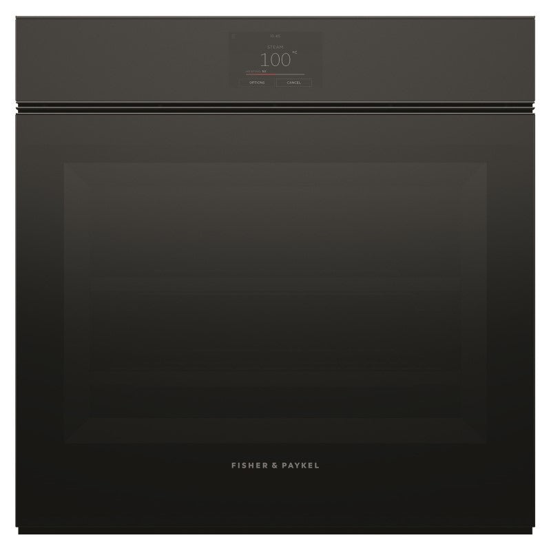 FISHERPAYKEL COMBINATION STEAM OVEN HANDLELESS BLACK GLASS 60cm