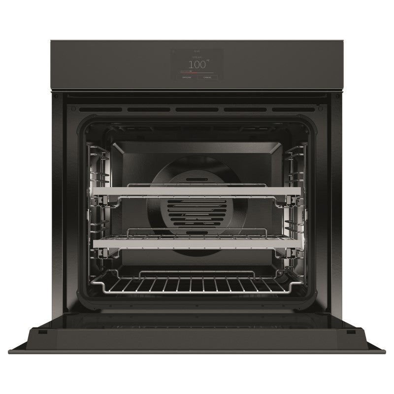 FISHERPAYKEL COMBINATION STEAM OVEN HANDLELESS BLACK GLASS 60cm