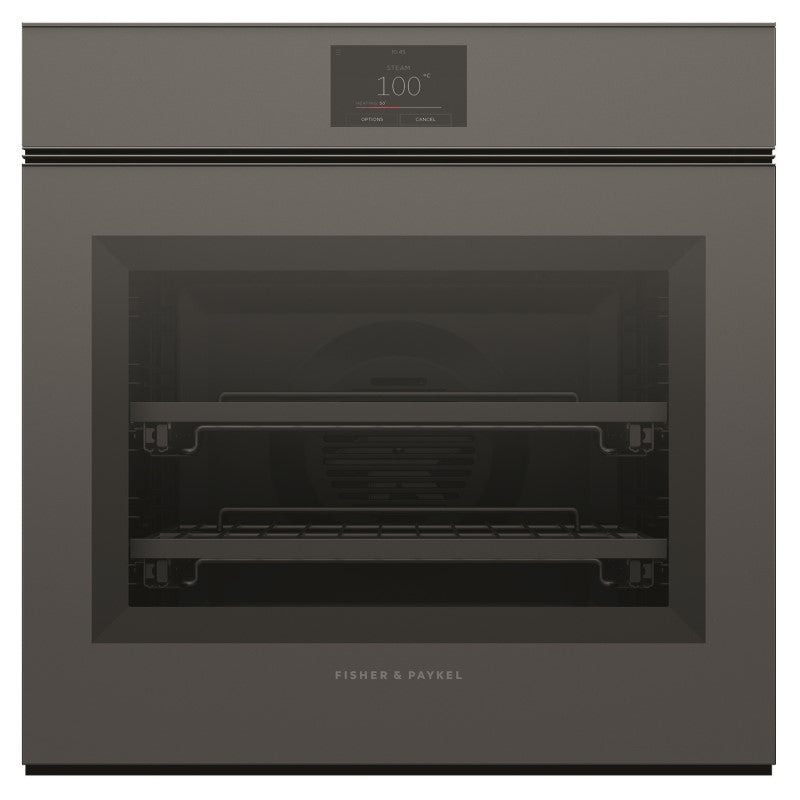 FISHERPAYKEL COMBINATION STEAM OVEN HANDLELESS GREY GLASS 60cm