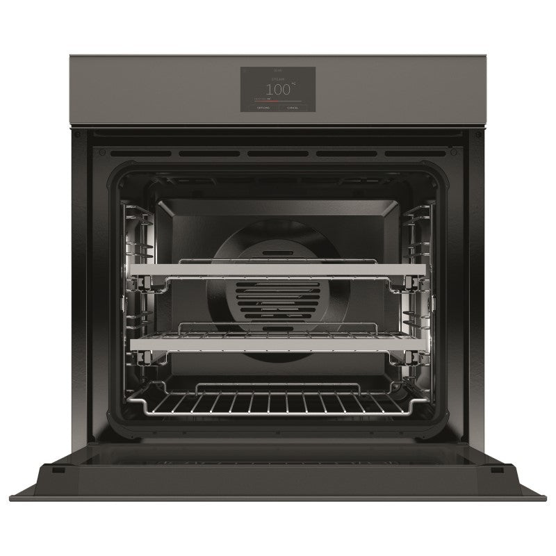 FISHERPAYKEL COMBINATION STEAM OVEN HANDLELESS GREY GLASS 60cm
