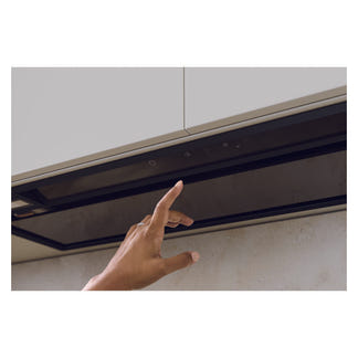 HAIER 600 SERIES INTEGRATED INSERT WALL RANGEHOOD HOOD TO HOB BLK 90CM