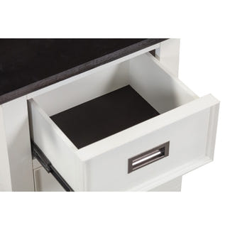 HAMPTON HAMPTON BEDSIDE TABLE - 2 DRAWER - WHITE/DARK TIMBER