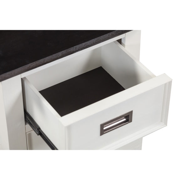 HAMPTON HAMPTON BEDSIDE TABLE - 2 DRAWER - WHITE/DARK TIMBER