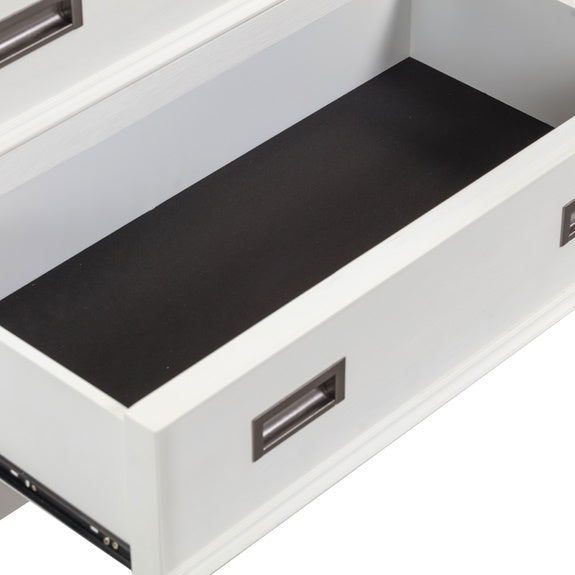 HAMPTON HAMPTON TALLBOY - 5 DRAWER - WHITE/DARK TIMBER