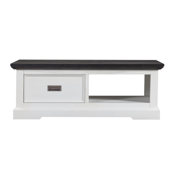 HAMPTON HAMPTON COFFEE TABLE - 1200X700 - WHITE/DARK TIMBER