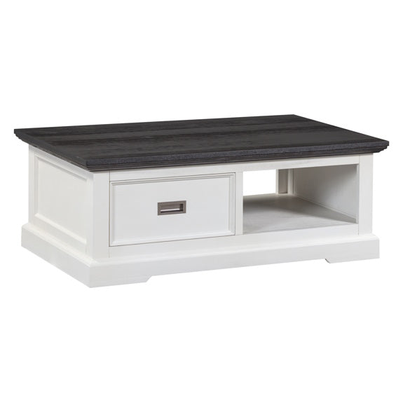 HAMPTON HAMPTON COFFEE TABLE - 1200X700 - WHITE/DARK TIMBER