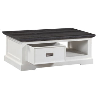 HAMPTON HAMPTON COFFEE TABLE - 1200X700 - WHITE/DARK TIMBER