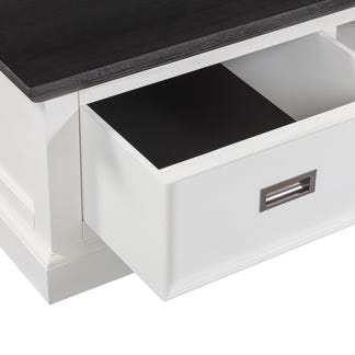 HAMPTON HAMPTON COFFEE TABLE - 1200X700 - WHITE/DARK TIMBER