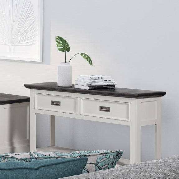 HAMPTON HAMPTON HALL TABLE - 1250X380 - WHITE/DARK TIMBER