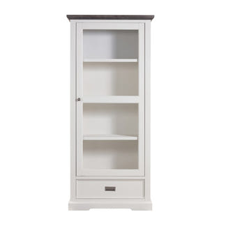 HAMPTON HAMPTON DISPLAY CABINET -  4 SHELF 1 DRAWER - WHITE/DARK TI