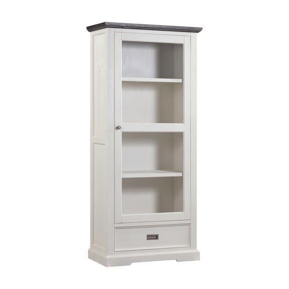 HAMPTON HAMPTON DISPLAY CABINET -  4 SHELF 1 DRAWER - WHITE/DARK TI