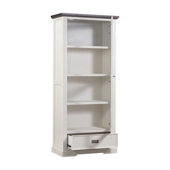 HAMPTON HAMPTON DISPLAY CABINET -  4 SHELF 1 DRAWER - WHITE/DARK TI