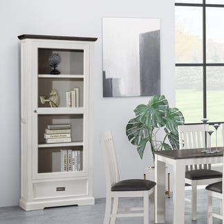 HAMPTON HAMPTON DISPLAY CABINET -  4 SHELF 1 DRAWER - WHITE/DARK TI