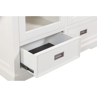 HAMPTON HAMPTON DISPLAY CABINET -  4 SHELF 2 DRAWER - WHITE/DARK TI