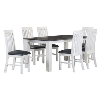 HAMPTON HAMPTON 7 PCE DINING SET 1800 - WHITE/DARK TIMBER