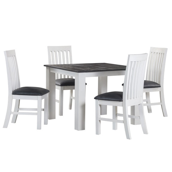 HAMPTON HAMPTON 5 PCE DINING SET 1000 - WHITE/DARK TIMBER