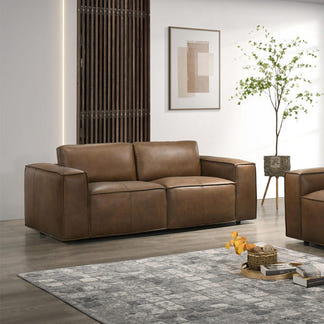 HAVANA HAVANA TAN - LEATHER - 2 + 3 SEAT SOFA PAIR