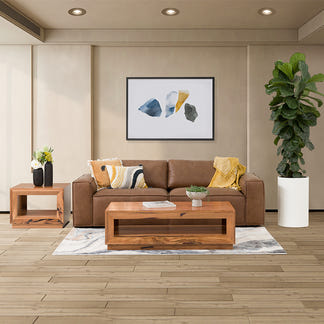 HAVANA HAVANA TAN - LEATHER - 2 + 3 SEAT SOFA PAIR