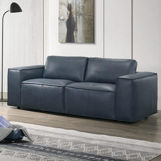 HAVANA HAVANA BLUE - LEATHER - 2 + 3 SEAT SOFA PAIR